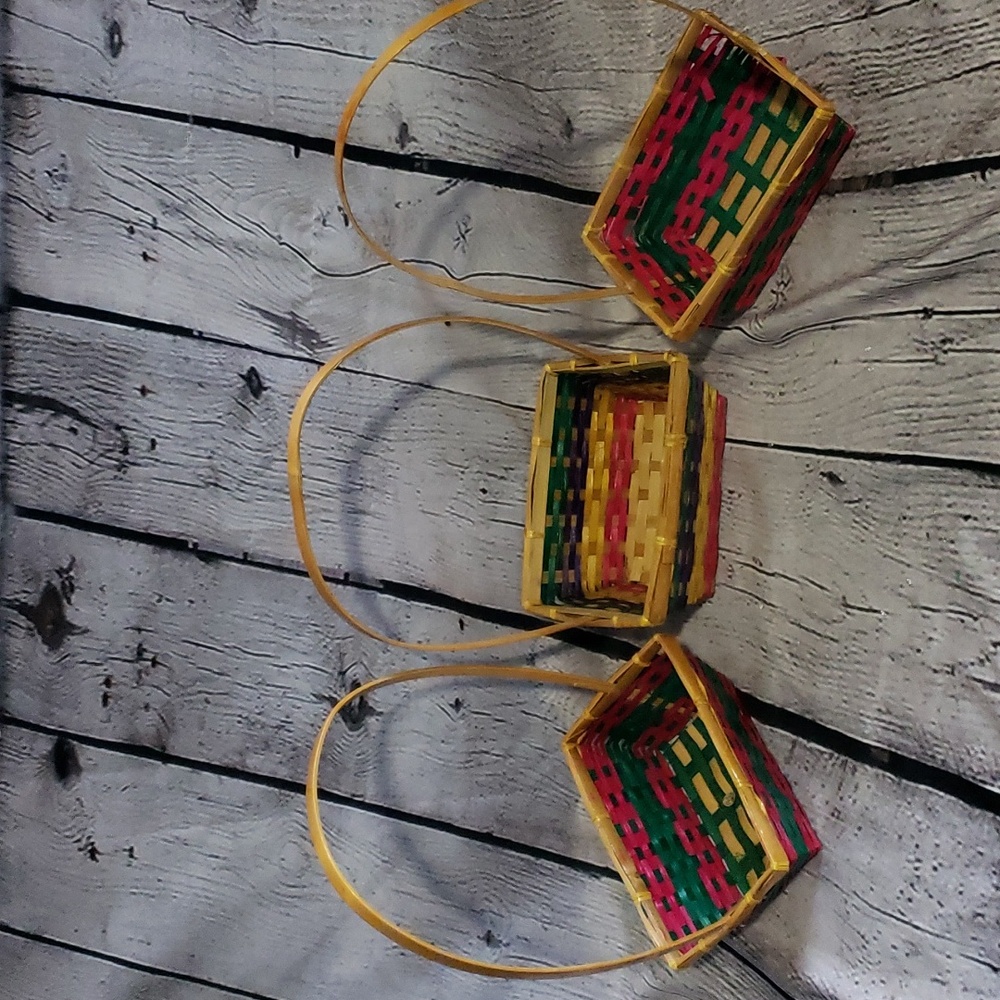 Colorful Baskets Lot of 3 Vintage Easter 1900s